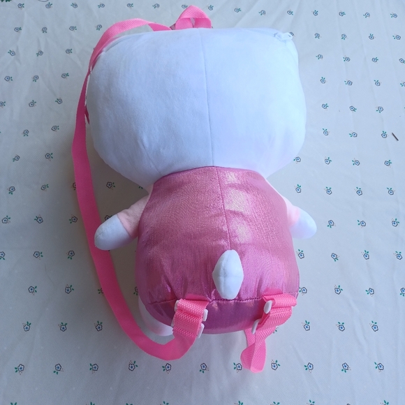 Hello Kitty Plush Backpack with shiny pink overalls NWT - Picture 3 of 5